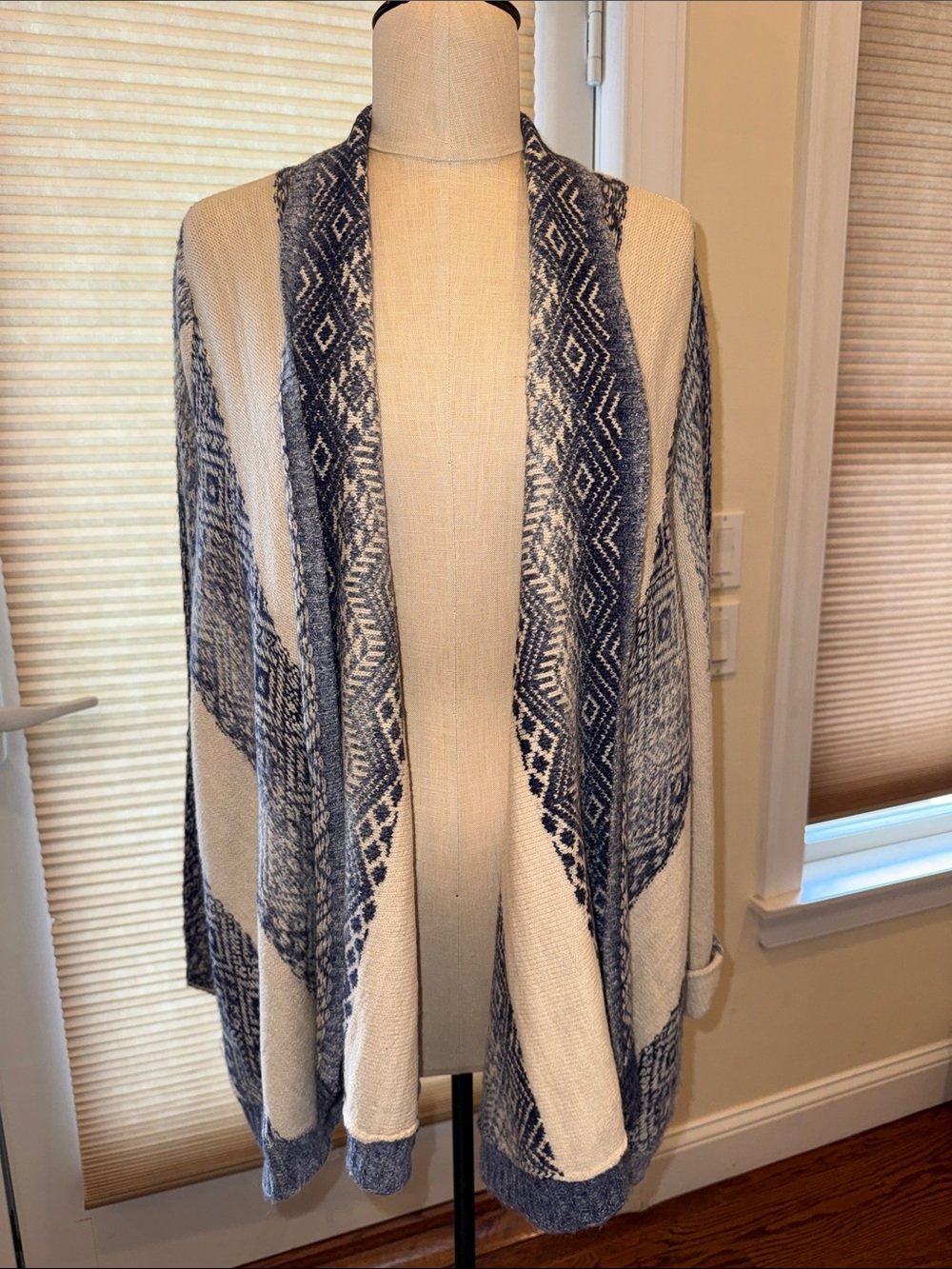 NWT Vintage America Blues Open Front Patterned Cardigan